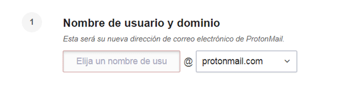 Campo endereço do email seguro protonmail